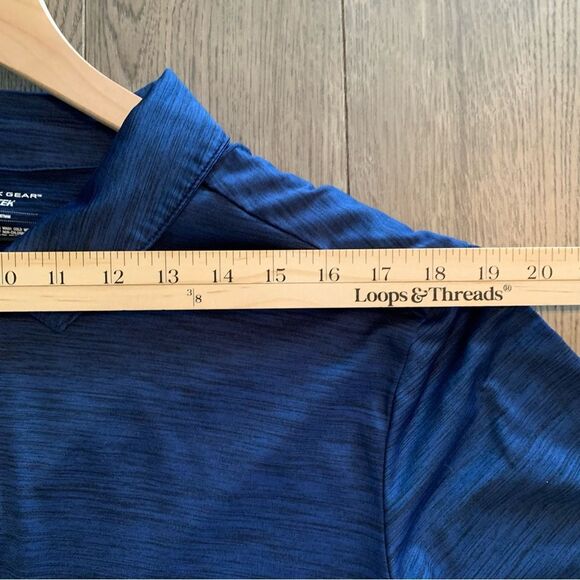TEK GEAR DriTek Polo Men’s XL Blue Black Heather Short Sleeve Two Button. - Picture 8 of 11